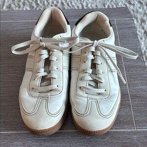 J. Crew Cream and Tan Lace-Up Sneakers